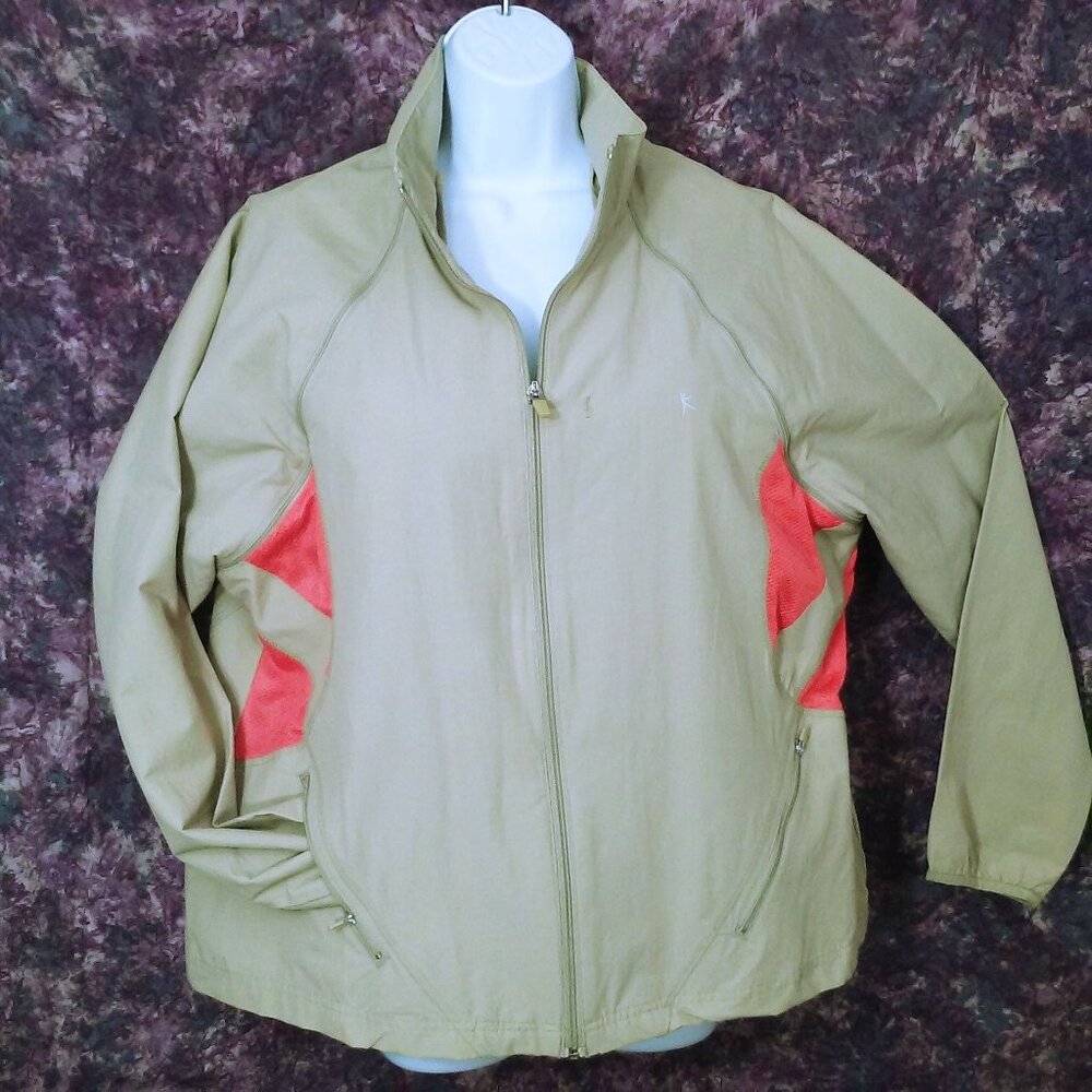 Vintage Y2K Danskin Now Athletic Jacket/Vest Lady-2X(20) Zips Pockets Neon Beige